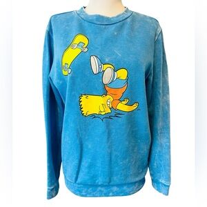 Blue Sweatshirt with the Simpsons Bart Cartoon Graphic size medium